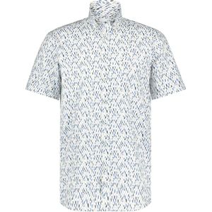 State of Art - Short Sleeve Overhemd Print Blauw - Heren - Maat L - Regular-fit