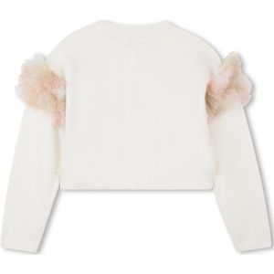 Witte Gebreide Cardigan met Tule Ruffles op de Schouders 98
