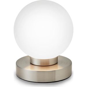 B.K.Licht - Witte Tafellamp - ingebouwde dimmer - touch - bedlamp voor slaapkamer - glas design - E14 fitting - excl. lichtbron
