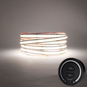 LED Strip COB - 5 Meter - Complete Set - 4000k - Neutraal Wit - 24V - 480LED/m - Met Draadloze Mi-Light(MiBoxer) Touch Wandbediening(Zwart)