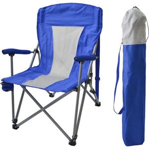 Campingstoel - Opvouwbare stoel - Strandstoel - Vissersstoel - Visstoel - Rugleuning - Blauw