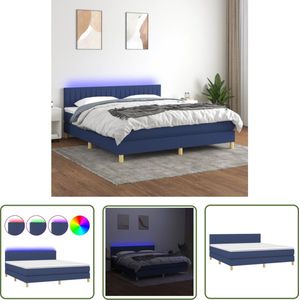 The Living Store Boxspring met matras en LED stof blauw 180x200 cm - Boxspring - Led Boxspring - Boxspring Frame - Slaapcomfort - Tweepersoons Bed