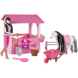 Red Horse Paardenspeelset Stal Met Ruiter En Paard 11-delig