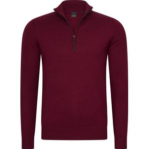 Mario Russo Half Zip Sweater - Trui Heren - Sweater Heren - Coltrui Heren - 3XL - Bordeauxrood