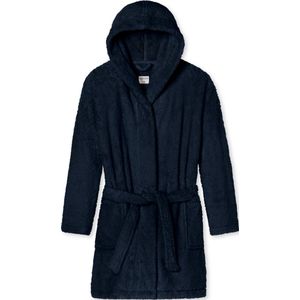 SCHIESSER Essentials badjas - dames kamerjas teddyfleece comfort fit donkerblauw - Maat: M