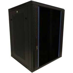 DSIT 15U wandkast met glazen deur - geperforeerde zijpanelen 600x600x770mm (BxDxH) - serverbehuizing - serverrack - serverkast - 19 inch
