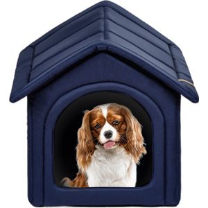 Rexproduct Hondenhuis – Hondenhuisjes voor binnen – Waterdicht Hondenmandje - Hondenhok – Hondenmand met dak - Blauw