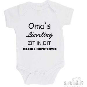 100% katoenen Romper ""Oma's lieveling zit in dit kleine rompertje"" Unisex Katoen Wit/zwart Maat 56/62