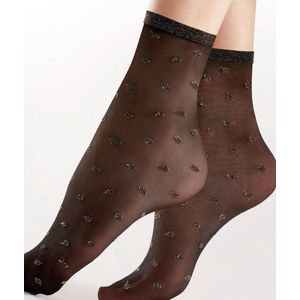 Pretty Polly Sokje - Fashion - Sparkly - Spot Net - Dames Enkelsokje - One Size - Zwart