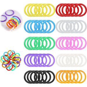 60 stuks 20 mm plastic boekbinderingen voor indexkaarten, sleutelringen, ringbinders - Meerkleurig