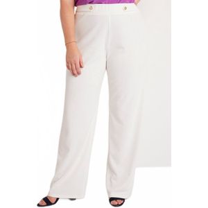 Effen broek met wijde pijpen en semi-elastische tailleband