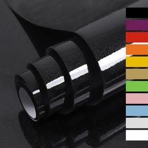 Zelfklevend papier voor meubels, glanzend glitter, 40 x 300 cm, zelfklevend behang, waterdichte vinylstickers voor meubels, keukenmuren, tafels, badkamers, kasten en aanrechtbladen - Zwart