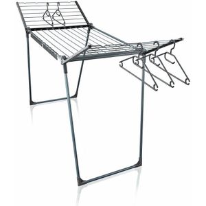 Leifheit - Pegasus 200 Solid - Droogrek - Zwart - 20 m Drooglengte - Inclusief Houders voor Klein Wasgoed en 5 Kledinghangers