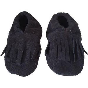 Toetie & Zo Leren Baby Slofjes - Moccassins - Zwart - Suede - Schoentjes - Maat 0-4 maanden - Newborn - Maat 15