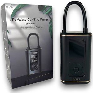 SHARK Portable Car Tire Pump MB | Elektrische bandenpomp oplaadbaar | Portable pomp | Luchtcompressor | Pech onderweg | Reispomp | Autopomp | Fietspomp | Autoband | Band | Banden | Auto | Fiets | Motor | Caravan | Camper | Scooter | Fatbike | Bar/Psi