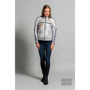 Urban Leather Fifty Eight Leren Motorjas Dames - Licht Grijs - Maat XL