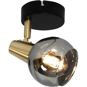 QAZQA vidro - Art Deco Plafondlamp en wandlamp - 1 lichts - L 12 cm - Zwart Goud - Woonkamers-sSlaapkamers-sKeuken