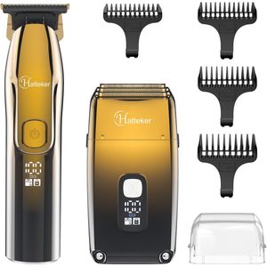 Hatteker Elektrisch Scheerapparaat & Tondeuse – Foliescheerapparaat voor Mannen – Glatzenraser met Precisietrimmer – 3-voudig Mes – Waterdicht – Goud