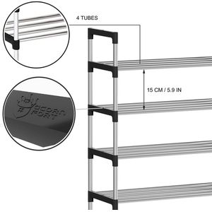 10 verdiepingen zilver verstelbare schoenenrek schoenenopslag hoog schoenenrek organizer rek houder houder houder voor 30 paar schoenen, 56 x 30 x 170 cm, extra robuuste constructie