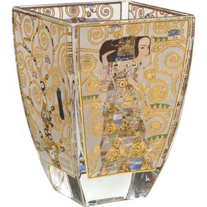 Goebel® - Gustav Klimt | Windlicht / Theelicht ""De verwachting"" | Glas, 11cm, waxinelicht houder, met echt goud