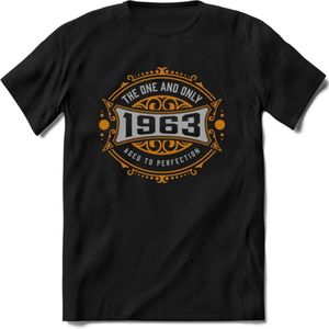 1963 The One And Only T-Shirt | Goud - Zilver | Grappig Verjaardag  En  Feest Cadeau | Dames - Heren | - Zwart - 3XL