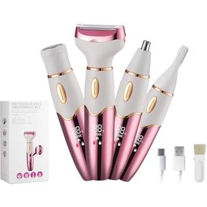 Scheer apparaat - Epilator - Neushaar trimmer - Draadloos - 4-in-1 - dames scheerapparaat - met bikini trimmer - Roze