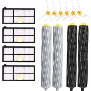 Vervangende onderdelenset geschikt voor iRobot Roomba 960 980 990 900 890 896 885 886 865 866 800 805 860 861 870 871 880 accessoireset met 6 zijborstels + 4 HEPA-filters + 2set/4 stuks Rollers