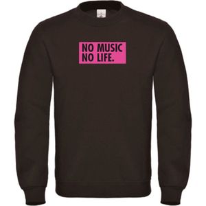 Sweater Zwart XL - no music no life - roze - soBAD. | Sweater unisex | Sweater man | Sweater dames | Muziek