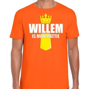 Koningsdag t-shirt Willem is mijn mattie met kroontje oranje - heren - Kingsday outfit / kleding / shirt XXL