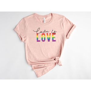 Lykke LGBTQ Unisex T-Shirt| Love is Love T-shirt| Pride | Rainbow | Heather Peach | Maat L