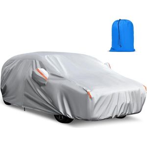 Waterdichte autohoes - stofbestendig - krasbestendig - UV-bescherming - met katoenen voering - zilver S1 - voor sedan 420 tot 450 cm