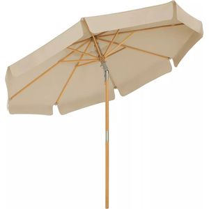 In And OutdoorMatch Parasol Francesca - 300cm - Rechthoekig - Balkonparasol - Zonwering tot UPF 50+ - Parasolpaal - Gemaakt van hout - Zonder standaard - Tuin - Outdoor - Beige
