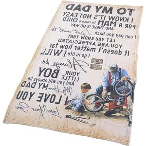 Gepersonaliseerde Vaderdag Sofa Dutje Gooien Deken - Voor Papa - 150x120cm - Brieven - Envelop .