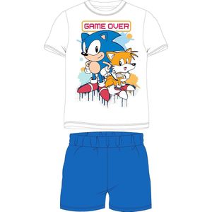 Sonic the Hedgehog shortama/pyjama game over katoen wit/blauw maat 104