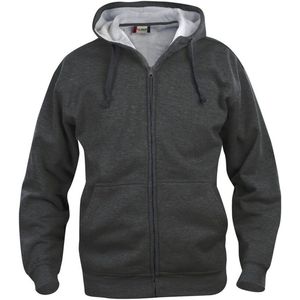 Clique Basic hoody Full zip Antraciet Melange maat XS
