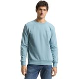 Tom Tailor Heren Sweatshirt PRINTED CREW NECK regular fit Blauw XXL Ronde Hals Volwassenen