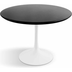 Tulp Tafel Zwart 90cm Rond met Wit Onderstel