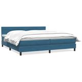 vidaXL - Boxspring - met - matras - fluweel - donkerblauw - 180x210 - cm