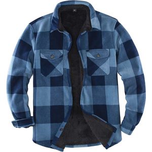 Heren warme geruite flanellen fleece jas met Sherpa voering
