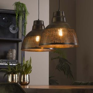 Hanglamp Screen | 2 lichts | Ø38 | 150 cm | metaal | brons / bruin | eettafel / woonkamer lamp | sfeervol / warm licht | modern / landelijk design