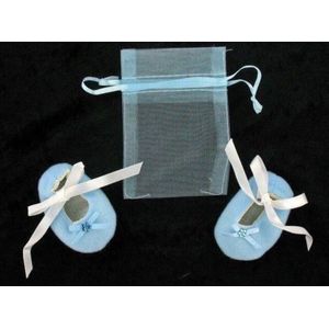 24 x babyschoentjes blauw met geschenkzakje | origineel kraamcadeau | bedankje | 3D | babyshower | geschenk | weggeefgeschenk | themafeest