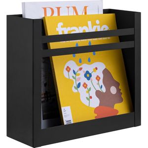 Navaris tijdschriftenhouder voor aan de muur - Houder voor magazines en kranten - Wandorganizer - Tijdschriftenrek - 30 x 27 x 11 cm - Zwart