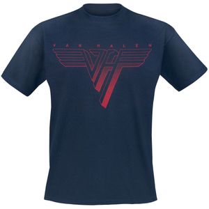 Van Halen Classic Red Logo Heren T-shirt - marineblauw - 3XL