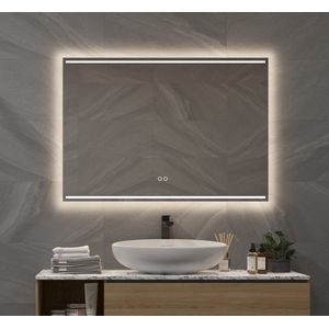 Schaere - Badkamerspiegel - LED Verlichting - Spiegel Verwarming - Touch Sensor - Dimfunctie - 100x70x3 cm