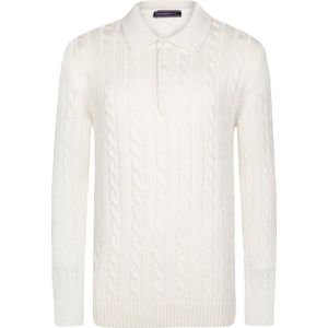 Poloshirt - Kabelbreipatroon - Zwart - Katoen