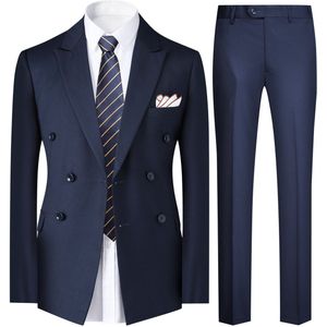 Allthemen Effen heren slank tweedelig pak - Dubbelrijs - 3XL