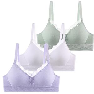 Ademende Sportbeha voor Meisjes - 3 Stuks, Draadloos, Verstelbare Riem, Zonder Beugel