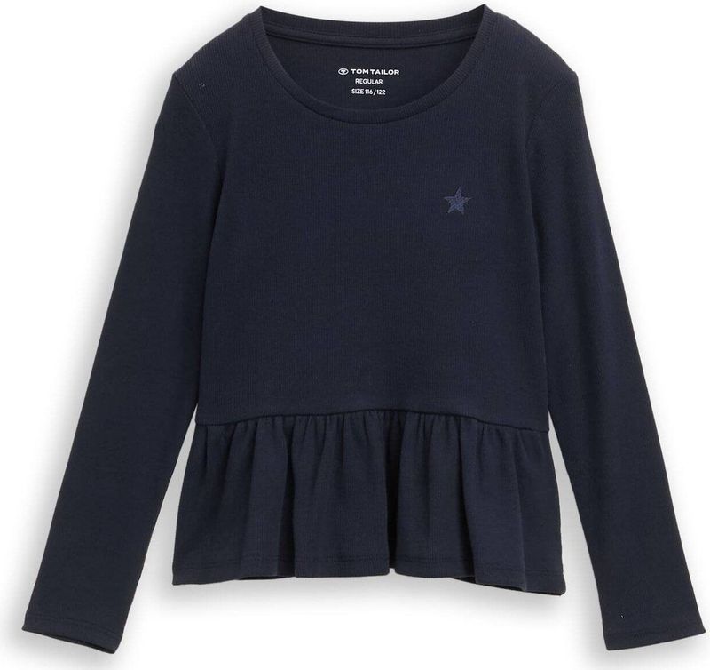 Tom Tailor Geribd shirt met lange mouwen en borduursel