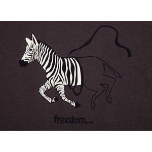 Freedom T-shirt- Met Korte Mouwen - Donker Bruin Bedrukt - M