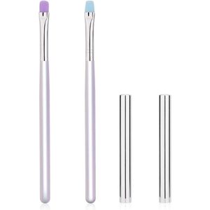 Allecto Plus - Nagelpenselenset voor Nageldesign en Poolse Foutreiniging met Ronde en Platte Kop - 2 St Nail Penselen